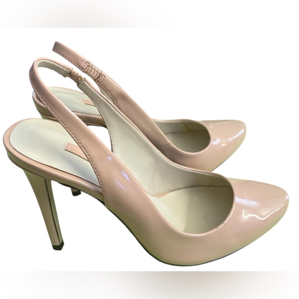 ZARA Woman Blush Pink Patent Slingback Heels – Chic Shiny Leather